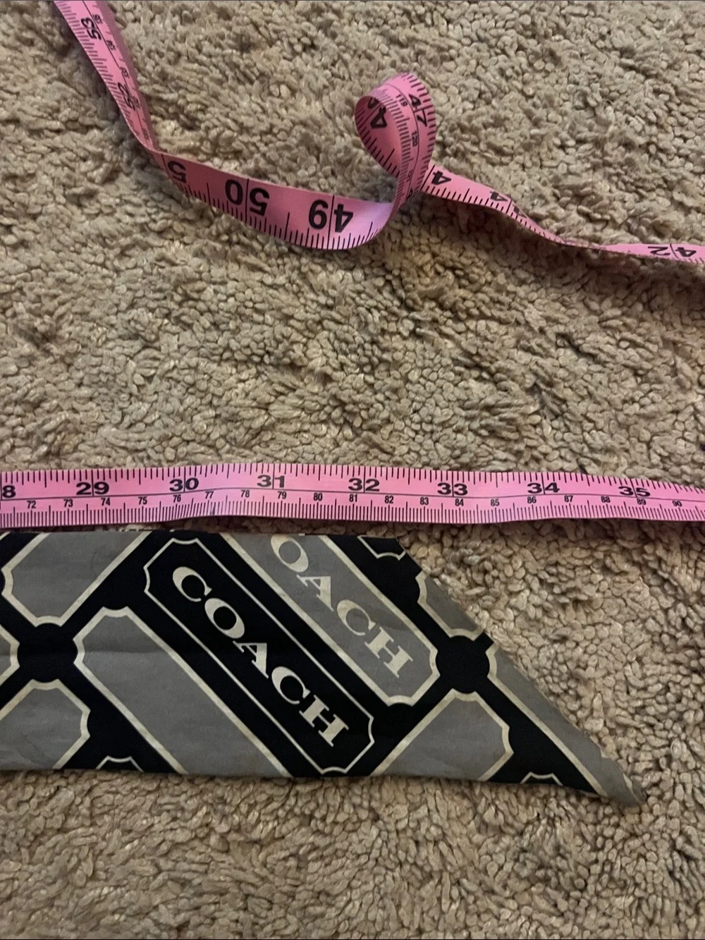 Coach Signature Logo Silk Skinny Scarf Bag Scarf Black and Gray